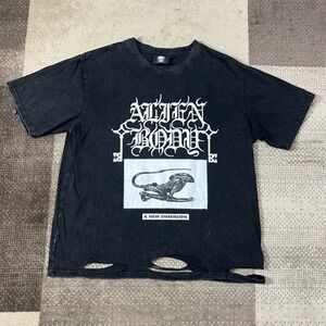 Alien Body T‎ Shirt Mens XL Black A New Dimension Xenomorph Graphic Distressed